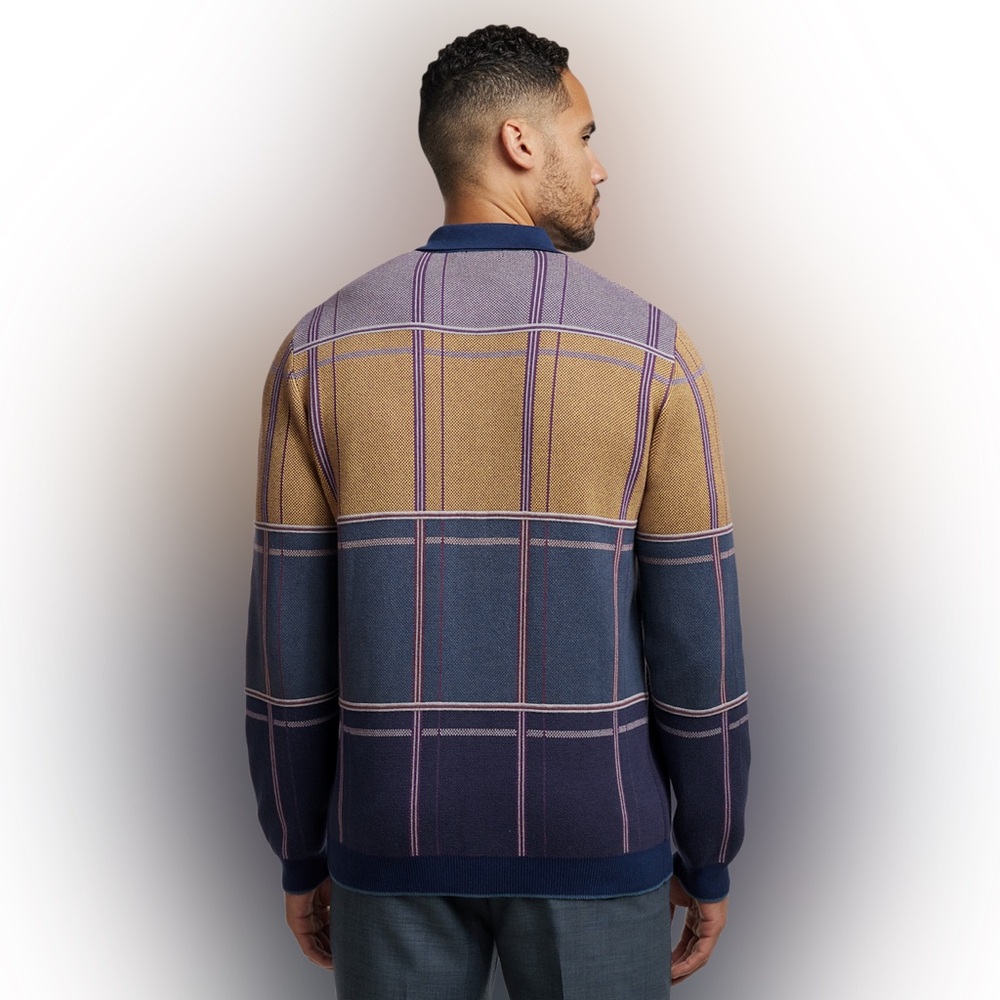 NWOT Paul Fredrick cotton button up polo multicoloured plaid retro style - Picture 3 of 10
